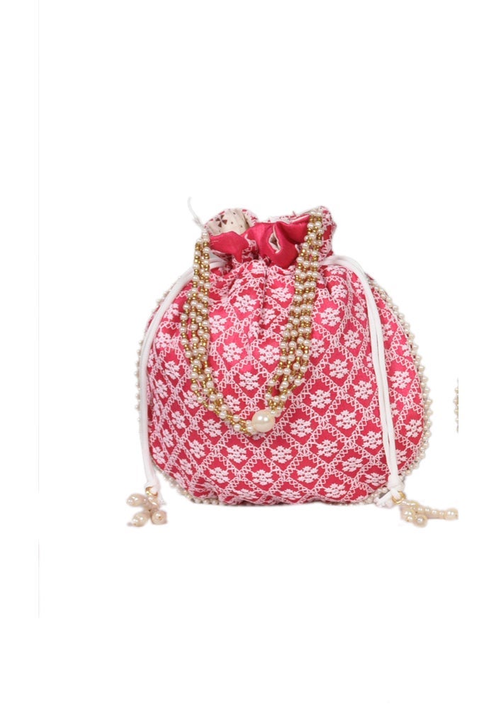 SuneshCreation Ethnic Potli Handbag, Pink, Free Size for Women - Image 3